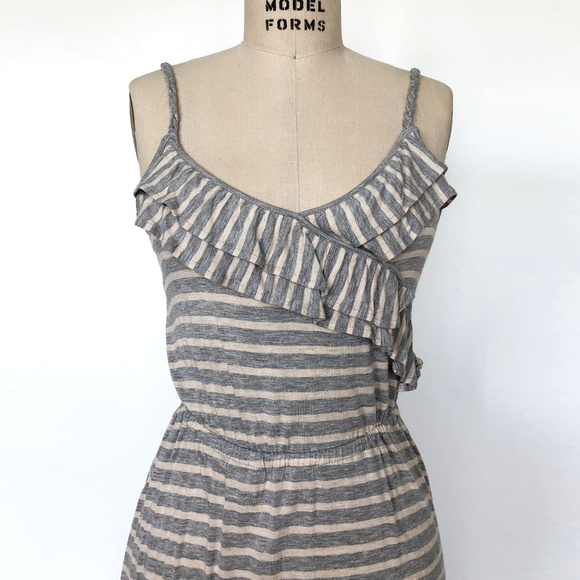 PINK ROSE - Long Ruffle Front Knit Stripe Dress - Picture 3 of 4